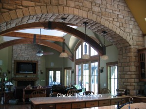 Kitchen and Fireplace in stone veneer