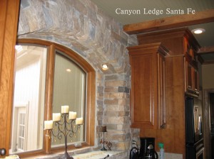 Kitchen Window Design with stone veneer