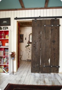 barn-door Reclaimed wood- re-purposed with sliding door