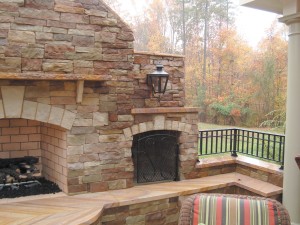 Cottage Living-Ledgestone fireplace